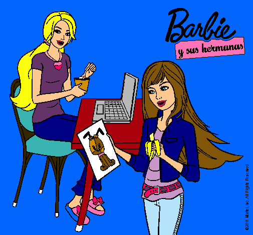 Barbie y su hermana merendando