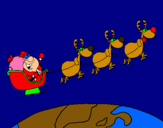 Dibujo Papa Noel repartiendo regalos 3 pintado por gayt