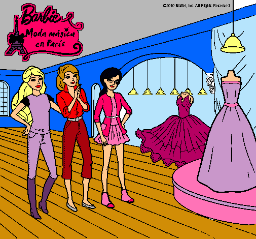 Dibujo Barbie mirando vestidos pintado por Lauriit