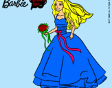 Dibujo Barbie vestida de novia pintado por esth