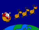 Dibujo Papa Noel repartiendo regalos 3 pintado por diego0