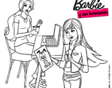 Dibujo Barbie y su hermana merendando pintado por klhkllklj