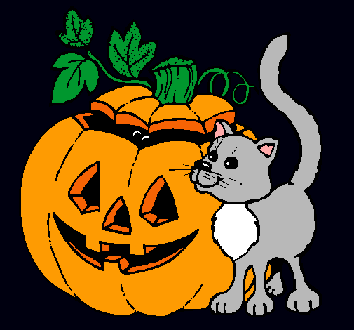 Calabaza y gato