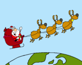 Dibujo Papa Noel repartiendo regalos 3 pintado por jerejere