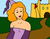 Dibujo Princesa y castillo pintado por caramelitok