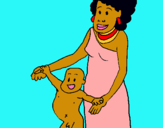Dibujo Madre e hijo de Guinea pintado por mabe2001