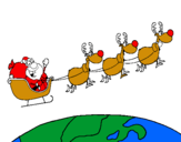 Dibujo Papa Noel repartiendo regalos 3 pintado por navidadpura