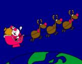 Dibujo Papa Noel repartiendo regalos 3 pintado por mariavegaa