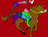 Dibujo Caballero a caballo IV pintado por frio