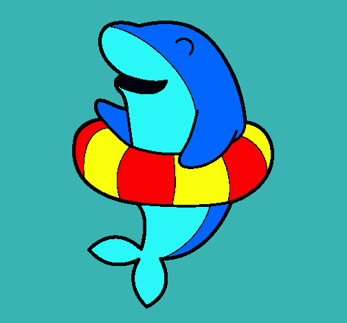 Dibujo Delfín con flotador pintado por valen2000