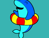Dibujo Delfín con flotador pintado por valen2000