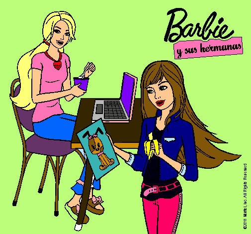 Barbie y su hermana merendando