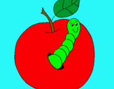 Dibujo Manzana con gusano pintado por jessicaroo