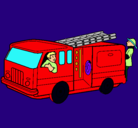 Dibujo Bomberos en el camión pintado por jorge-sonia