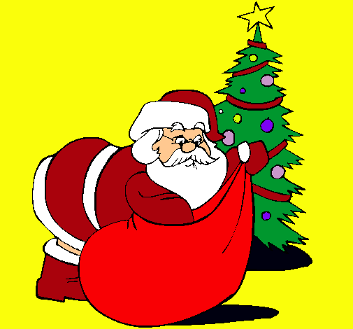 Dibujo Papa Noel repartiendo regalos pintado por jrvictor11