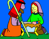Dibujo Adoran al niño Jesús pintado por V-BLANCA