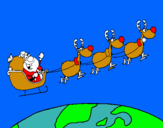 Dibujo Papa Noel repartiendo regalos 3 pintado por mariluchisal