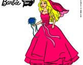 Dibujo Barbie vestida de novia pintado por eva23