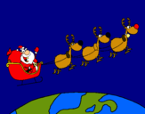 Dibujo Papa Noel repartiendo regalos 3 pintado por pachuliiiiii