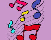 Dibujo Notas en la escala musical pintado por Elsukita