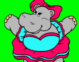Dibujo Hipopótama con lazo pintado por andreao