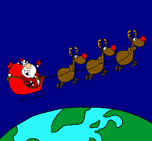 Dibujo Papa Noel repartiendo regalos 3 pintado por jrvictor11