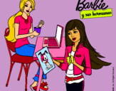 Dibujo Barbie y su hermana merendando pintado por lidiliana 