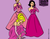 Dibujo Barbie y sus amigas vestidas de gala pintado por leslia