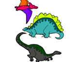Dibujo Tres clases de dinosaurios pintado por rubenolmos