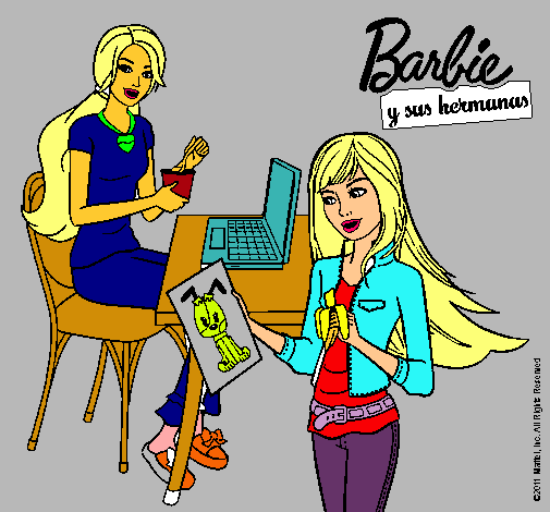 Barbie y su hermana merendando