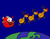 Dibujo Papa Noel repartiendo regalos 3 pintado por camila10