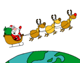Dibujo Papa Noel repartiendo regalos 3 pintado por jejej