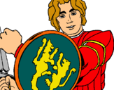 Dibujo Caballero con escudo de león pintado por braulio