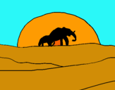 Dibujo Elefante en el amanecer pintado por holaza22