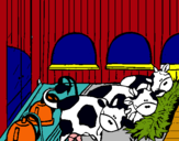 Dibujo Vacas en el establo pintado por pomi
