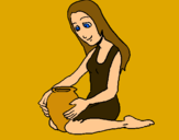 Dibujo Mujer y jarrón pintado por aerenlove