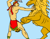 Dibujo Gladiador contra león pintado por fxcfdxgfgfgf