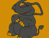 Dibujo Elefante con la trompa levantada pintado por jimenalisss