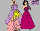 Dibujo Barbie y sus amigas vestidas de gala pintado por Lauriit