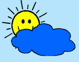 Dibujo Sol y nube pintado por pollito5