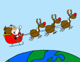 Dibujo Papa Noel repartiendo regalos 3 pintado por losrenos