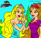 Dibujo Barbie se despiede de la reina sirena pintado por lora