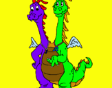 Dibujo Dragón con 2 cabezas pintado por arii1