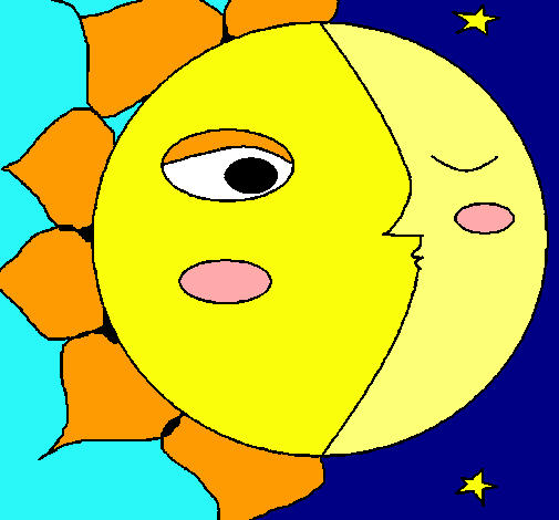 Dibujo Sol y luna 3 pintado por Monita99