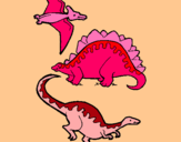 Dibujo Tres clases de dinosaurios pintado por htyjhgjfgtrg