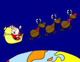 Dibujo Papa Noel repartiendo regalos 3 pintado por BOGI-BOGI