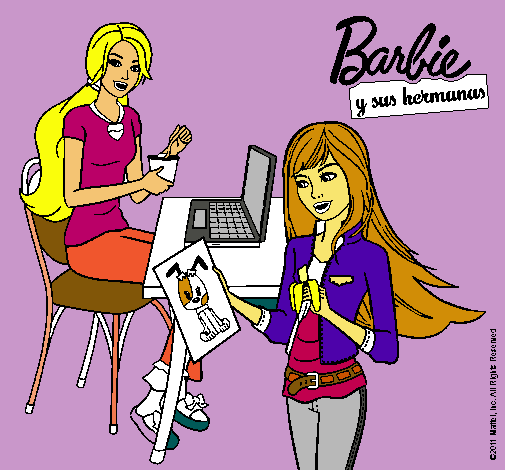 Barbie y su hermana merendando