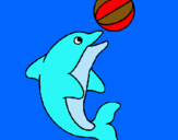 Dibujo Delfín jugando con una pelota pintado por adele