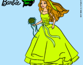 Dibujo Barbie vestida de novia pintado por yure