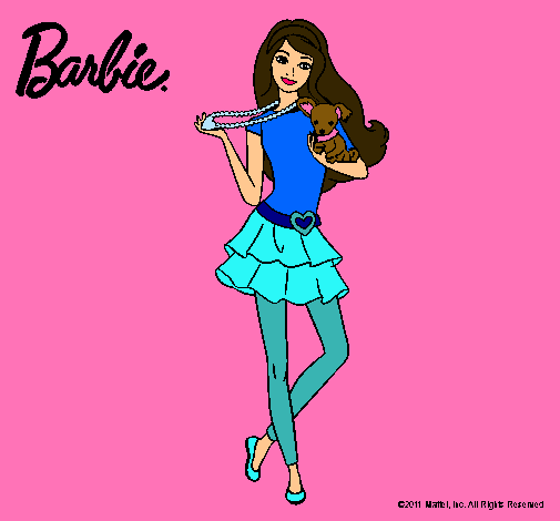 Dibujo Barbie y su mascota pintado por antonia542